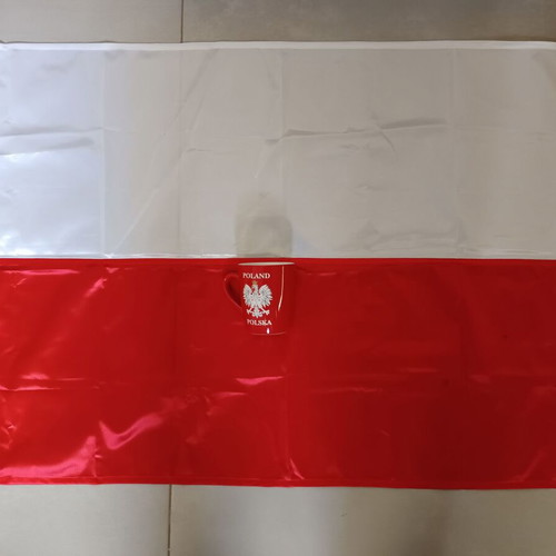 Poland memorabilia set, flag and mug new