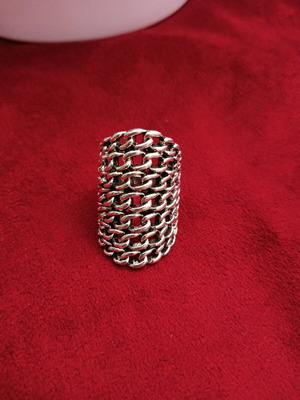 Steel ring chain design No7 17.3mm new silver