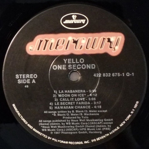 Yello One Second vinyl album used, electronic music