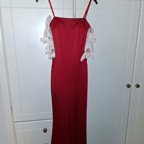 Maxi evening dress like new, red with bows