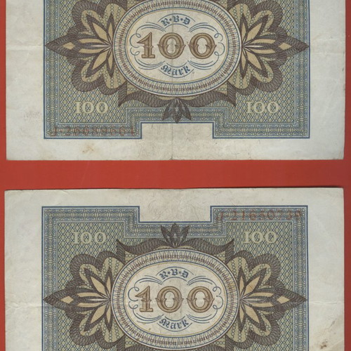 Mark Reichsbanknote 1920 used, pack of 2x100