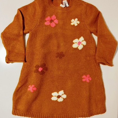 Orchestra knitted baby dress with flowers like new, 23 months