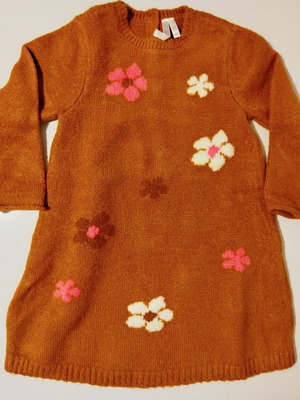 Orchestra knitted baby dress with flowers like new, 23 months