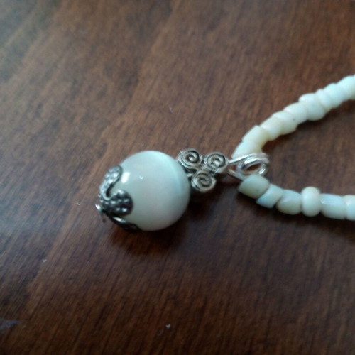 Cat's Eye Pendant with Triskelion Detail and Shell Chain, Brand SM