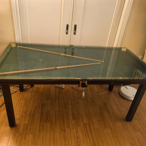 Retro antique collection with billiard table, air hockey and games used
