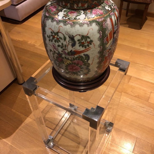 Chinese vase used on plexiglass base