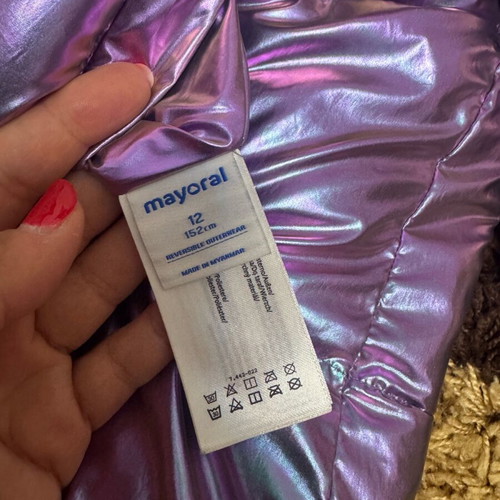 Mayoral double face jacket used, purple and silver, size 12