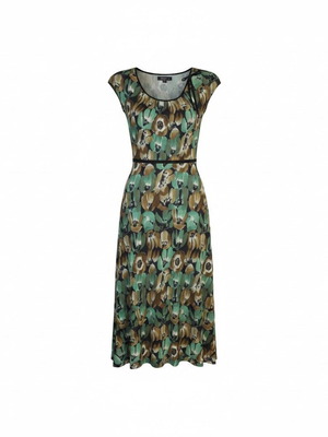 Prada Milano silk blend midi floral dress, green and brown, small