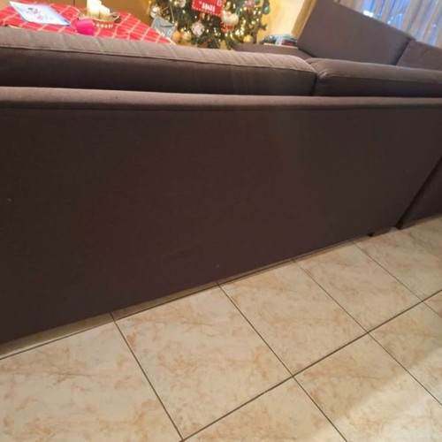 Corner sofa 3 x 1.70 m, brown, water-resistant fabric