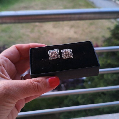 Napoleone men's cufflinks square shape with turquoise and white stones like new