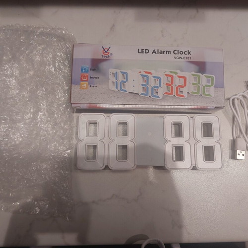 Led digital clock new with case and charging cable