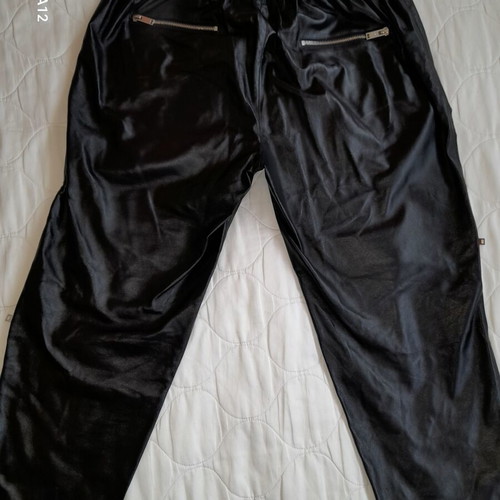 Zara black faux leather pants with silver zippers, new, size L