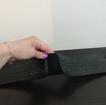 Women's black faux leather wide belt used, adjustable