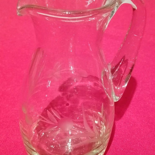Crystal pitcher vintage small with engraved ears of wheat, like new