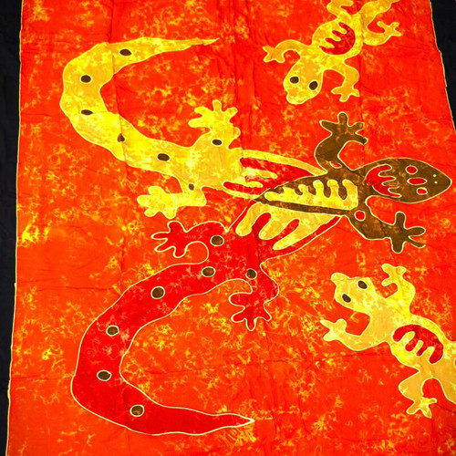 Batik Painting On Cloth Handmade Pareo Scarf Multicolor