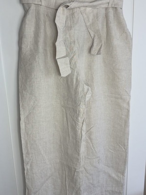 Zara linen pants with belt XL, beige, paperbag waist