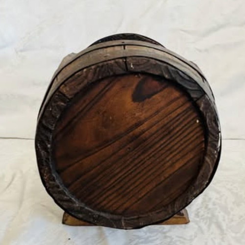 Cypriot Barrel Planter Used Handmade Wooden Metal