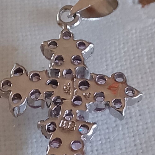 Silver Cross 925 with Pink Zirconia