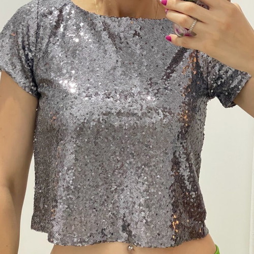Elegant night top like new, silver
