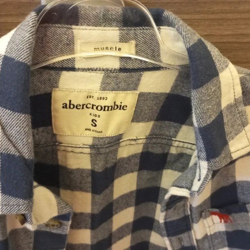 Abercrombie flannel shirt for boys S like new, blue and white
