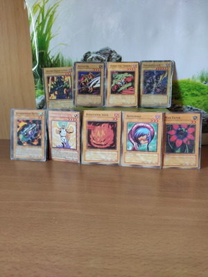 Yu-Gi-Oh! cards set of 9 used, including Shining Angel and Battle Ox