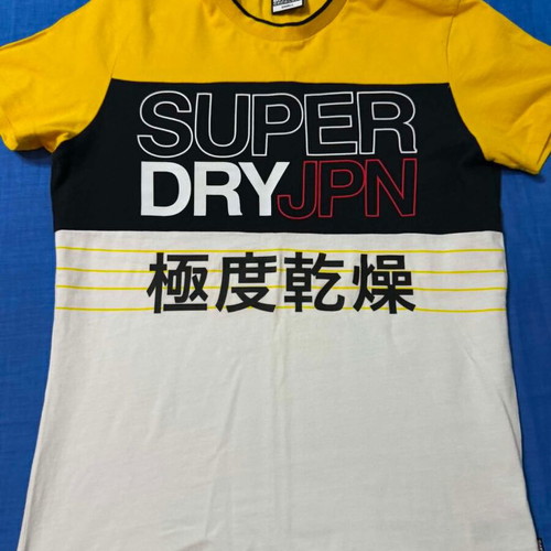 Superdry T-shirt like new, size Small, yellow and white