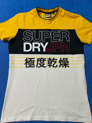 Superdry T-shirt like new, size Small, yellow and white