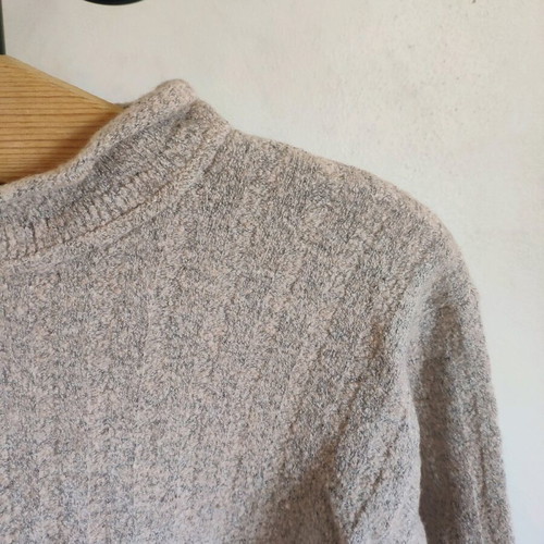 Vintage Racoon knit sweater with mock neck beige boucle fabric like new