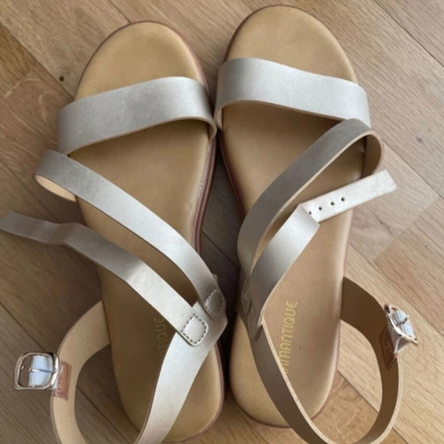 Romantique women's flatform sandals, gold champagne, size 41