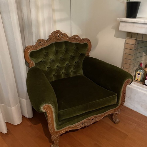 Vintage classic 6-piece living room set used with carved solid wood and marble tables