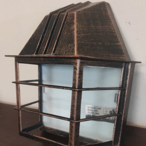 Outdoor wall lamp aluminum with transparent glass black and gold