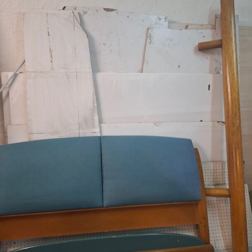 Double bed walnut with leather like new, 1.60x2m