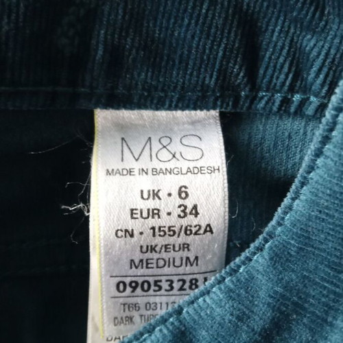 Marks & Spencer corduroy pants indigo like new, size 34