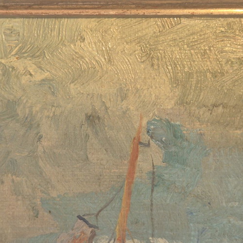 Jacobus Moerman Oil Painting Marine Cabinet Piece, Ostend 1939