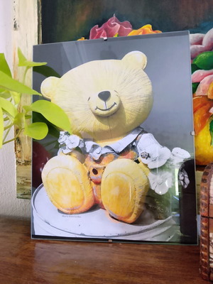 Φωτογραφία Vintage Teddy Bear 24x30cm σε κορνίζα με τζαμί καινούργιο