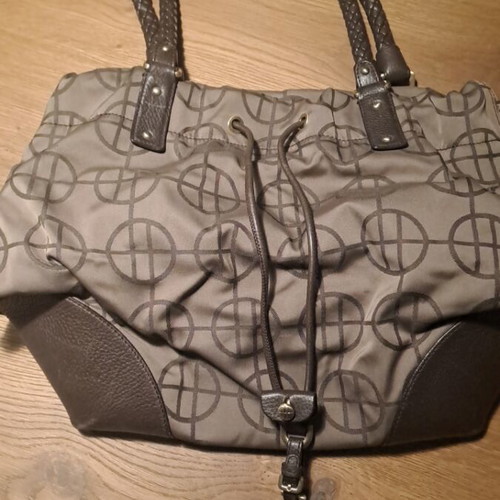 Boss shoulder bag like new, leather and fabric beige and brown
