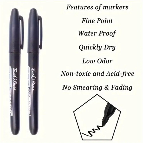 Set of 3 permanent, quick-dry, waterproof markers