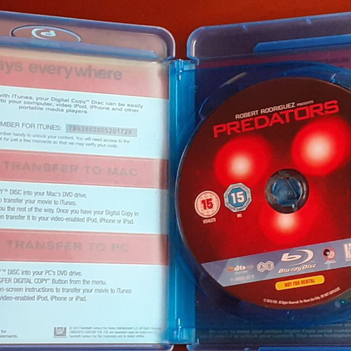 Predators Blu-Ray and DVD movie like new, horror sci-fi action