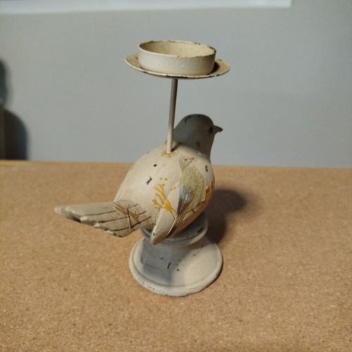 Bird Candle Holder used, wood and iron
