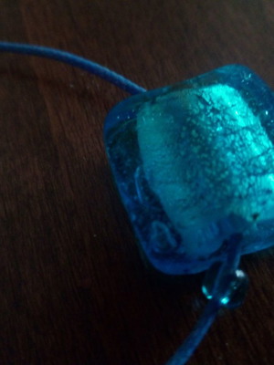Handmade necklace with blown glass used, turquoise and white