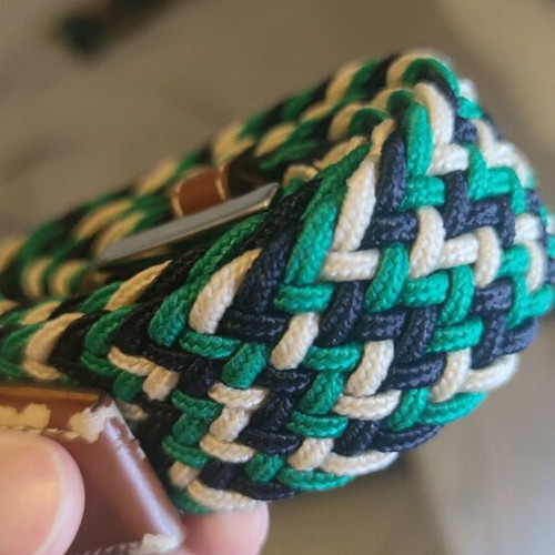 Canvas belt used, length 152cm, green, black, white, adjustable