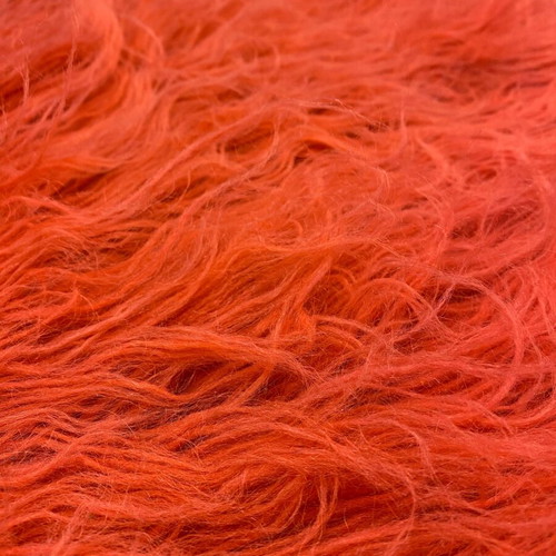 Wool flokati rug coral red like new, 3.00 x 1.80 m