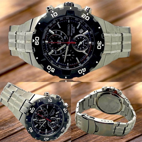 Seiko chronograph alarm 40mm like new, waterproof 100m with date