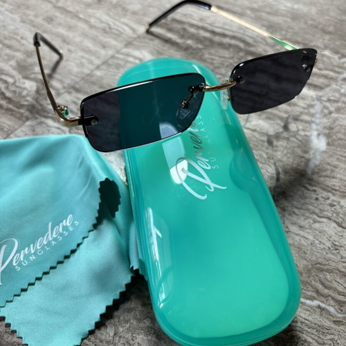 Pervedere sunglasses new rimless design with green lenses