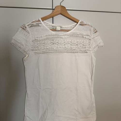 H&M lace blouse size M used, white
