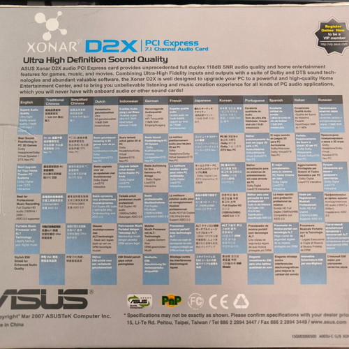 Asus Xonar D2X PCI Express sound card used