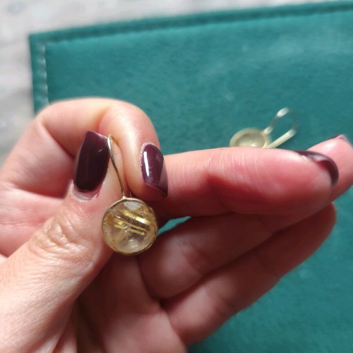 Silver gold-plated earrings with semi-precious stones like new