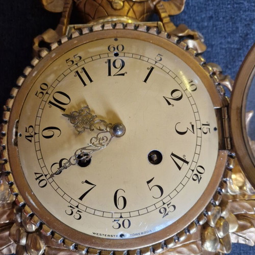 Swedish Wooden Replica Rokoko Wall Clock used