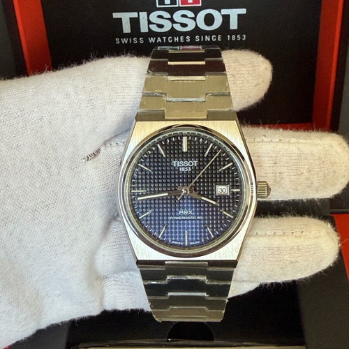 Tissot Prx Powermatic 80 new men's watch with blue dial and silver case