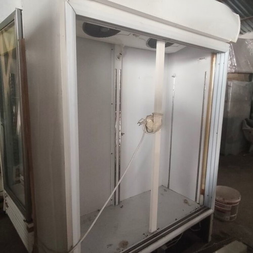 Professional equipment with 4 used refrigerators and supermarket shelves